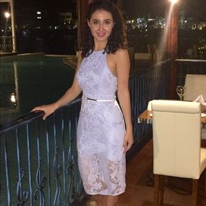 Blue Floral Laced Midi Dress